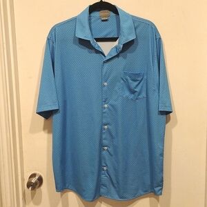 Fennec Golf Men's Blue Diamond Print Button Down Brookside Sport Shirt L-Casual